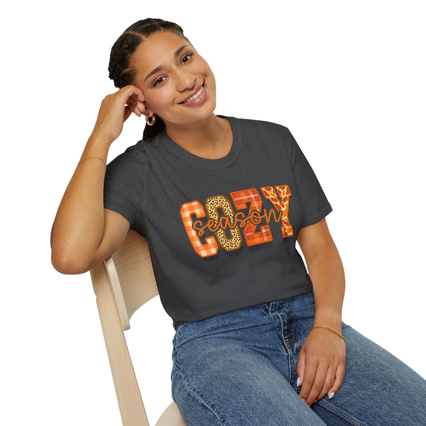 Cozy Season Unisex T-Shirt, Fall Fashion Tee, Animal Print Shirt, Comfortable Casual Wear, Gift for Friends, Autumn Apparel