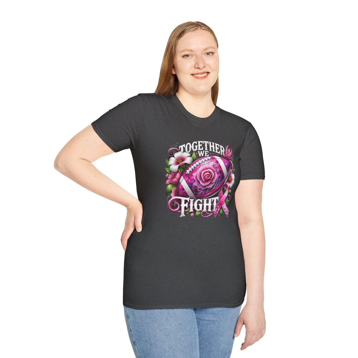 Pink Ribbon Football T-Shirt, Sports Awareness Tee, Unisex Casual Wear, Breast Cancer Awareness, Gift for Supporters