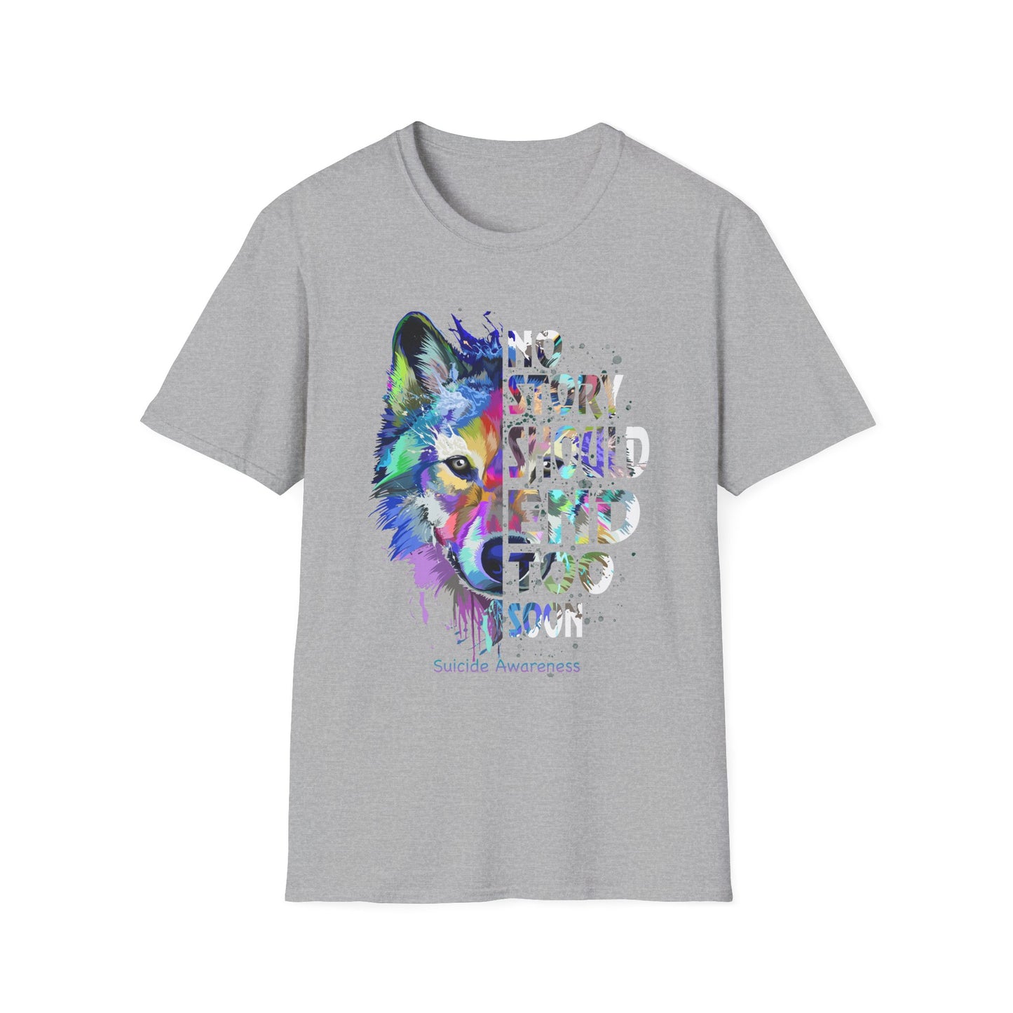 Colorful Wolf Graphic Tee, Unisex Softstyle T-Shirt, Vibrant Animal Art Shirt, Wildlife Lover Gift, Inspirational Casual Wear
