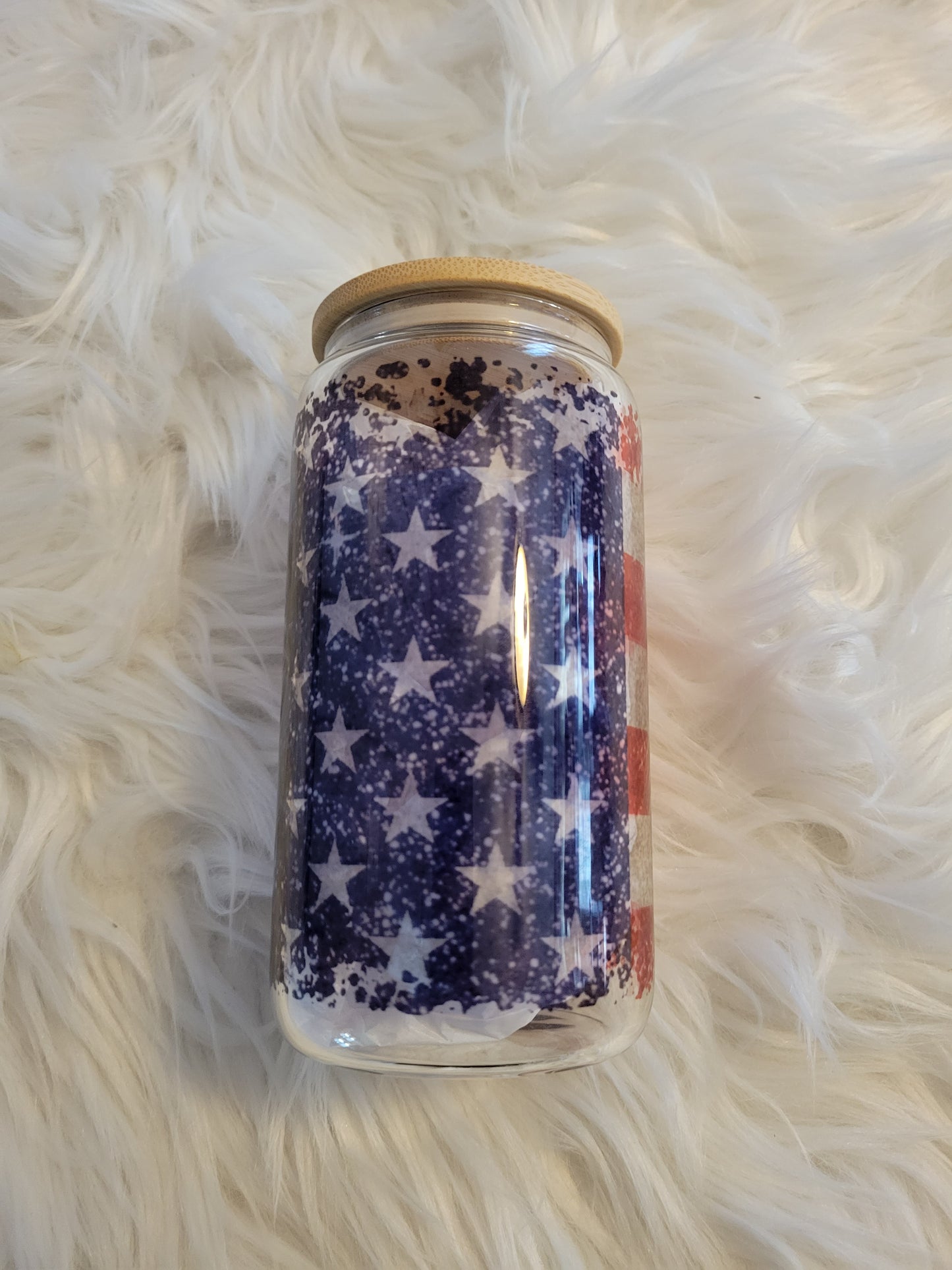 American Flag Glass Can