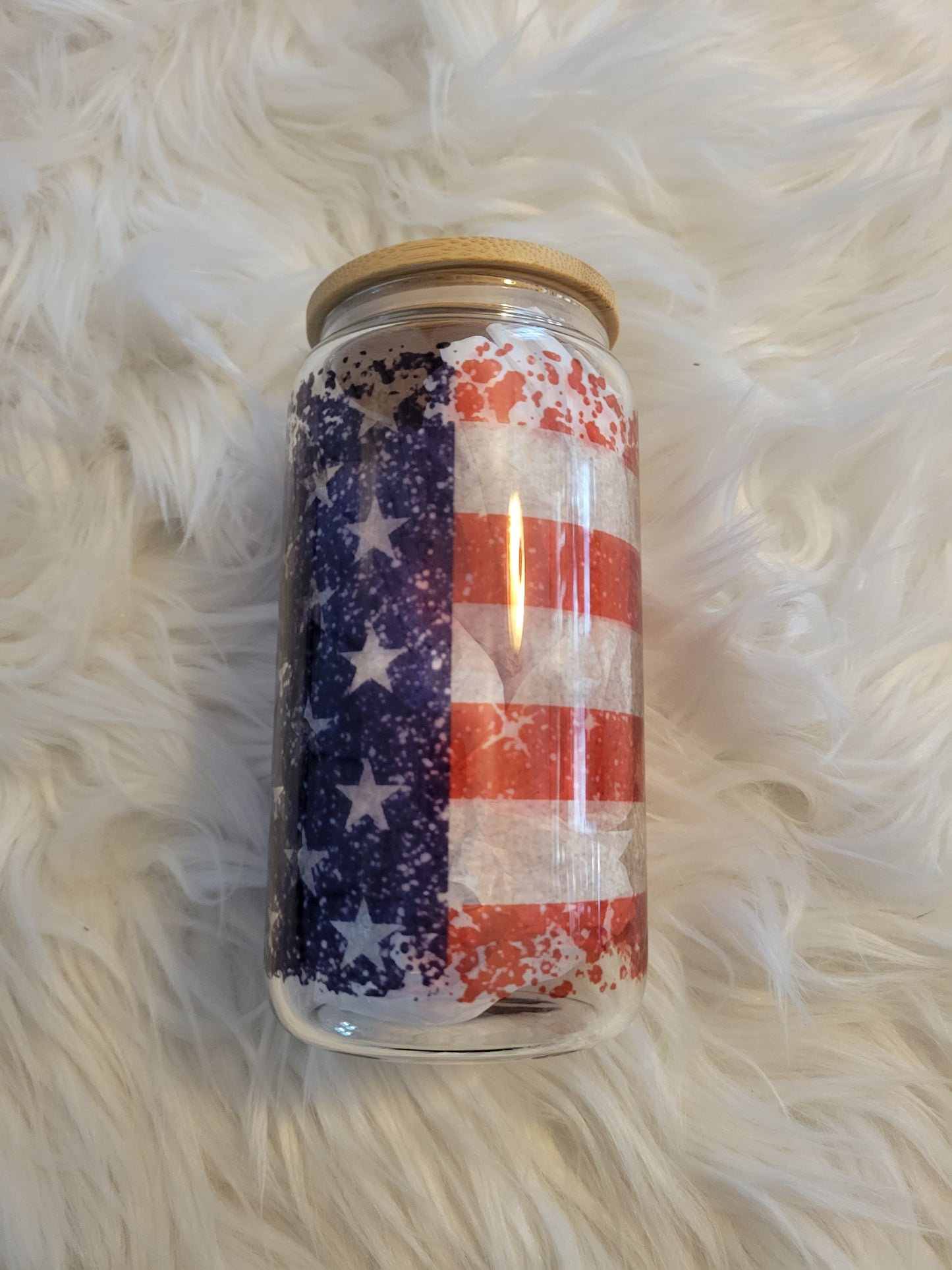 American Flag Glass Can