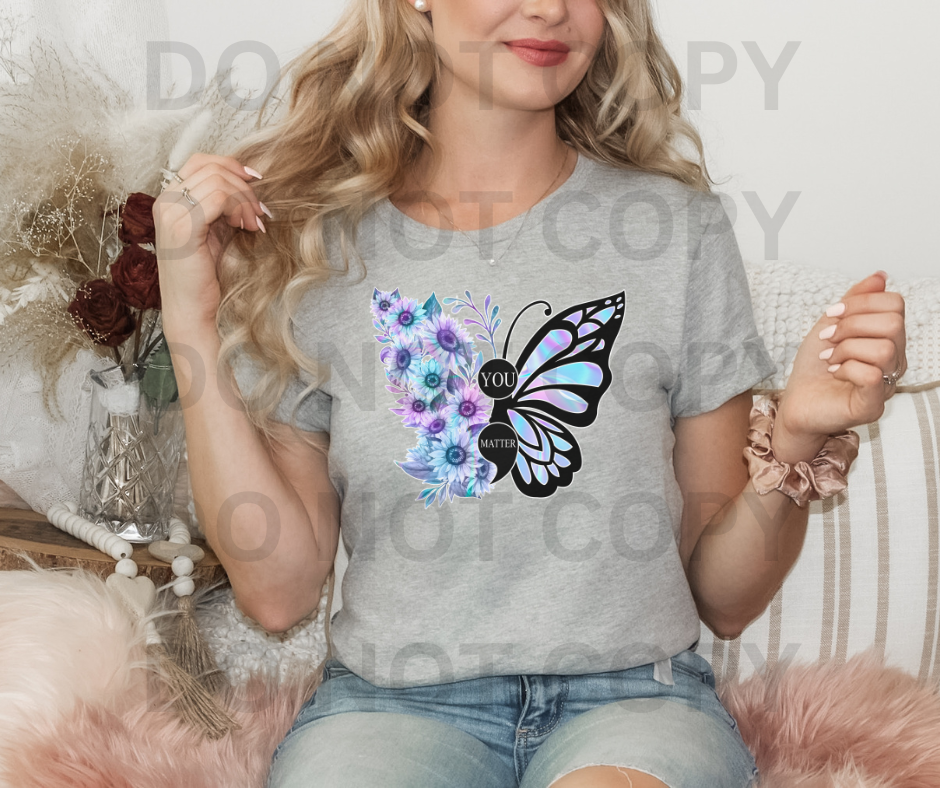 Butterfly Floral Unisex T-Shirt - You Matter | Gift for Mom, Inspirational Tee, Casual Wear, Nature Lover, Spring Fashion