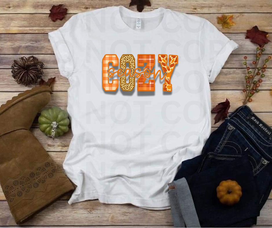 Cozy Season Unisex T-Shirt, Fall Fashion Tee, Animal Print Shirt, Comfortable Casual Wear, Gift for Friends, Autumn Apparel