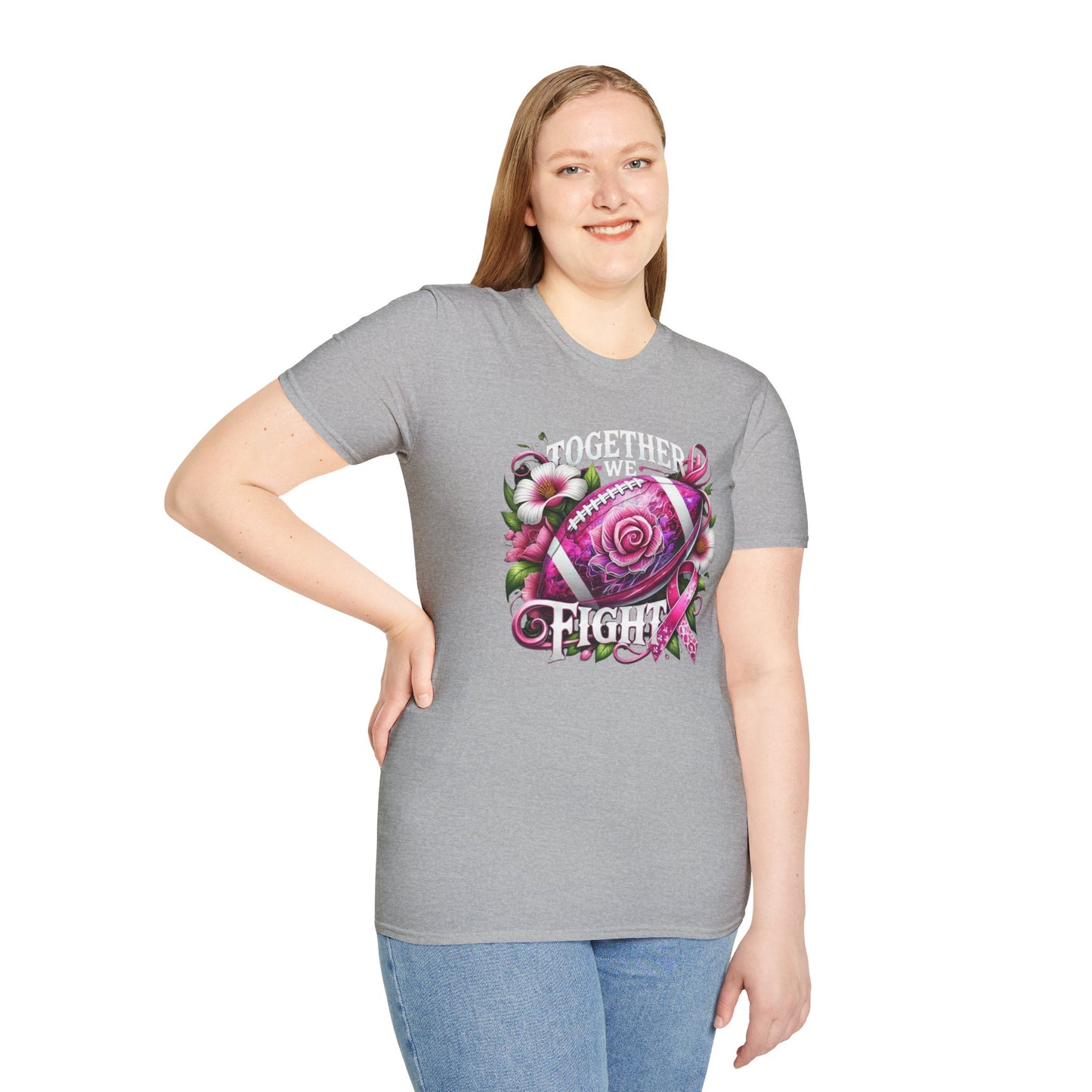 Pink Ribbon Football T-Shirt, Sports Awareness Tee, Unisex Casual Wear, Breast Cancer Awareness, Gift for Supporters