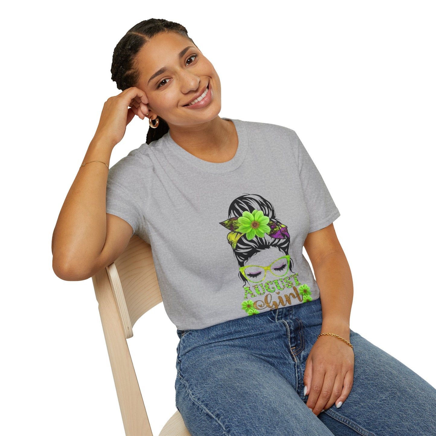 August Girl T-Shirt, Floral Graphic Tee, Gift for August Birthdays, Summer Apparel, Cute Casual Wear