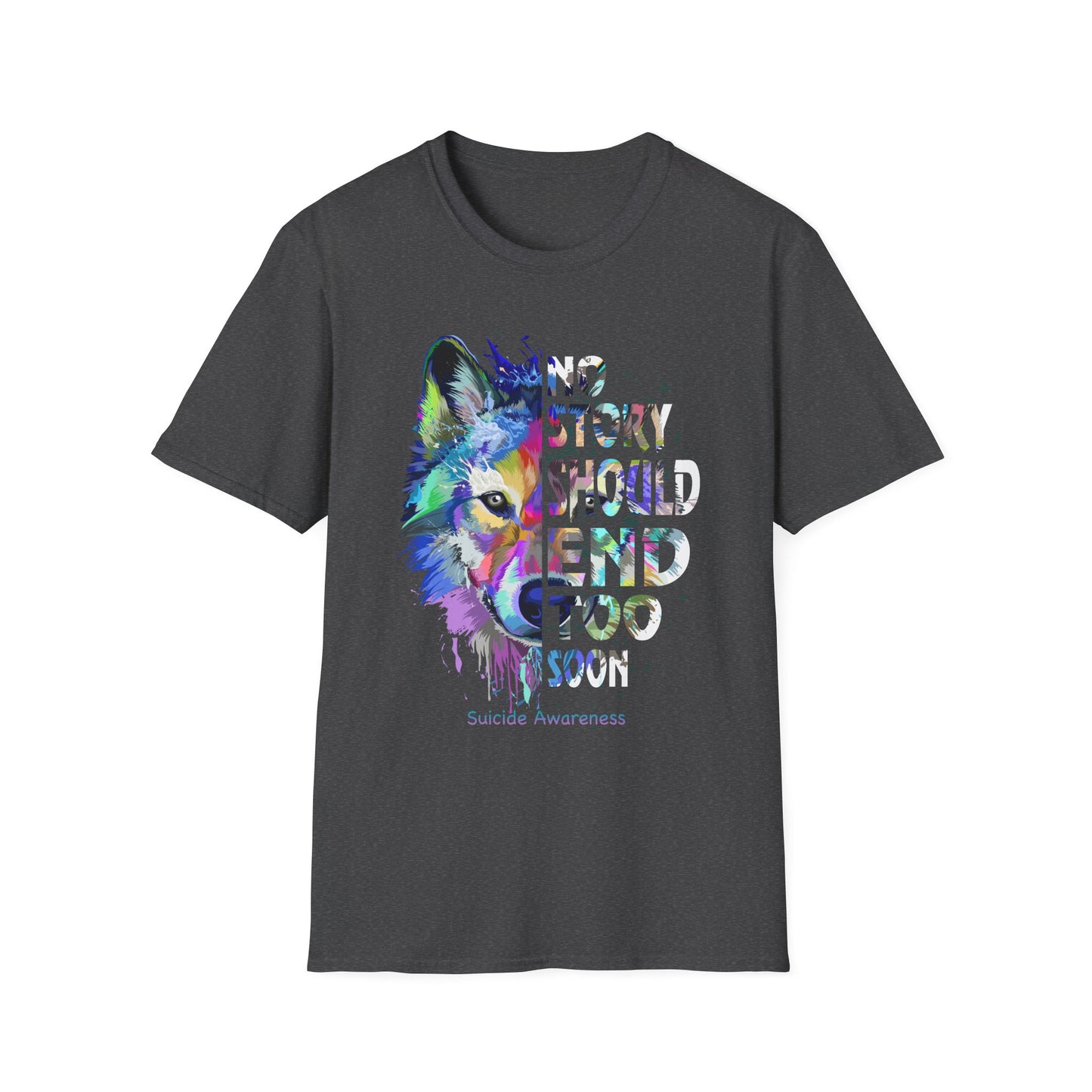 Colorful Wolf Graphic Tee, Unisex Softstyle T-Shirt, Vibrant Animal Art Shirt, Wildlife Lover Gift, Inspirational Casual Wear