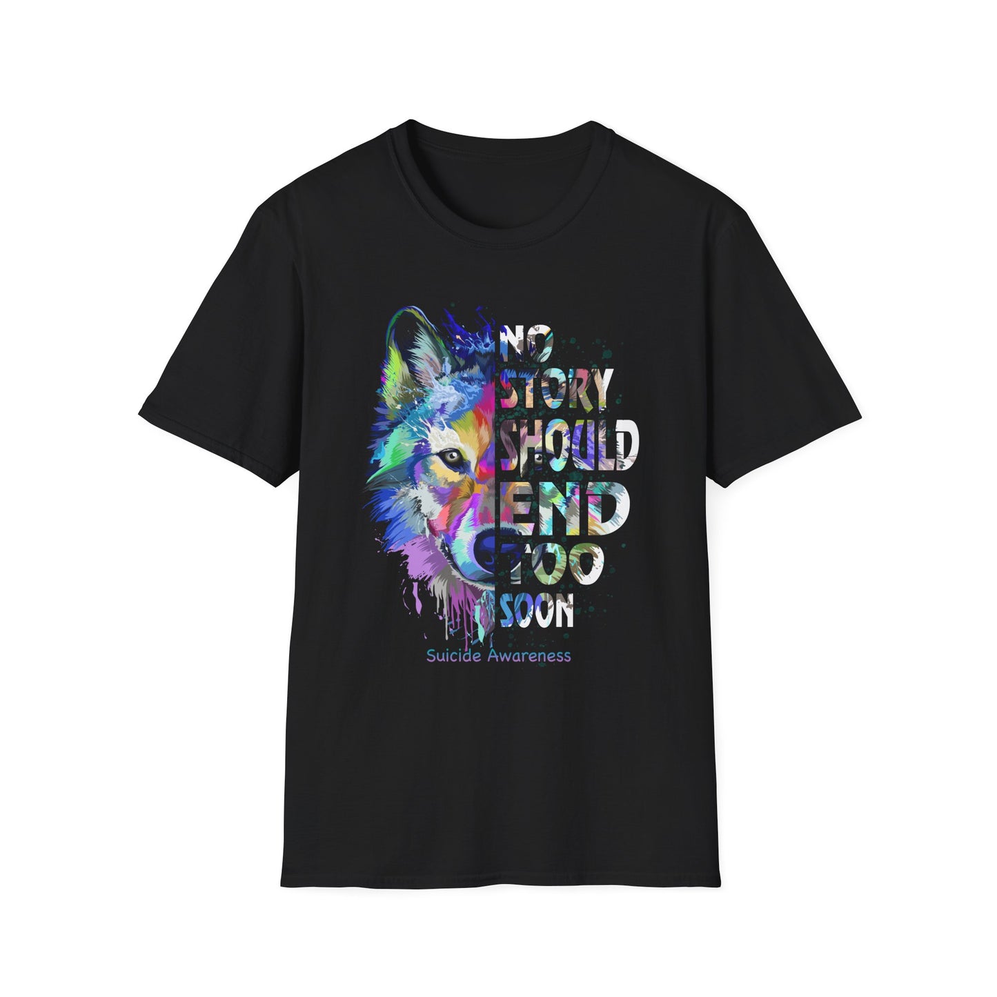 Colorful Wolf Graphic Tee, Unisex Softstyle T-Shirt, Vibrant Animal Art Shirt, Wildlife Lover Gift, Inspirational Casual Wear
