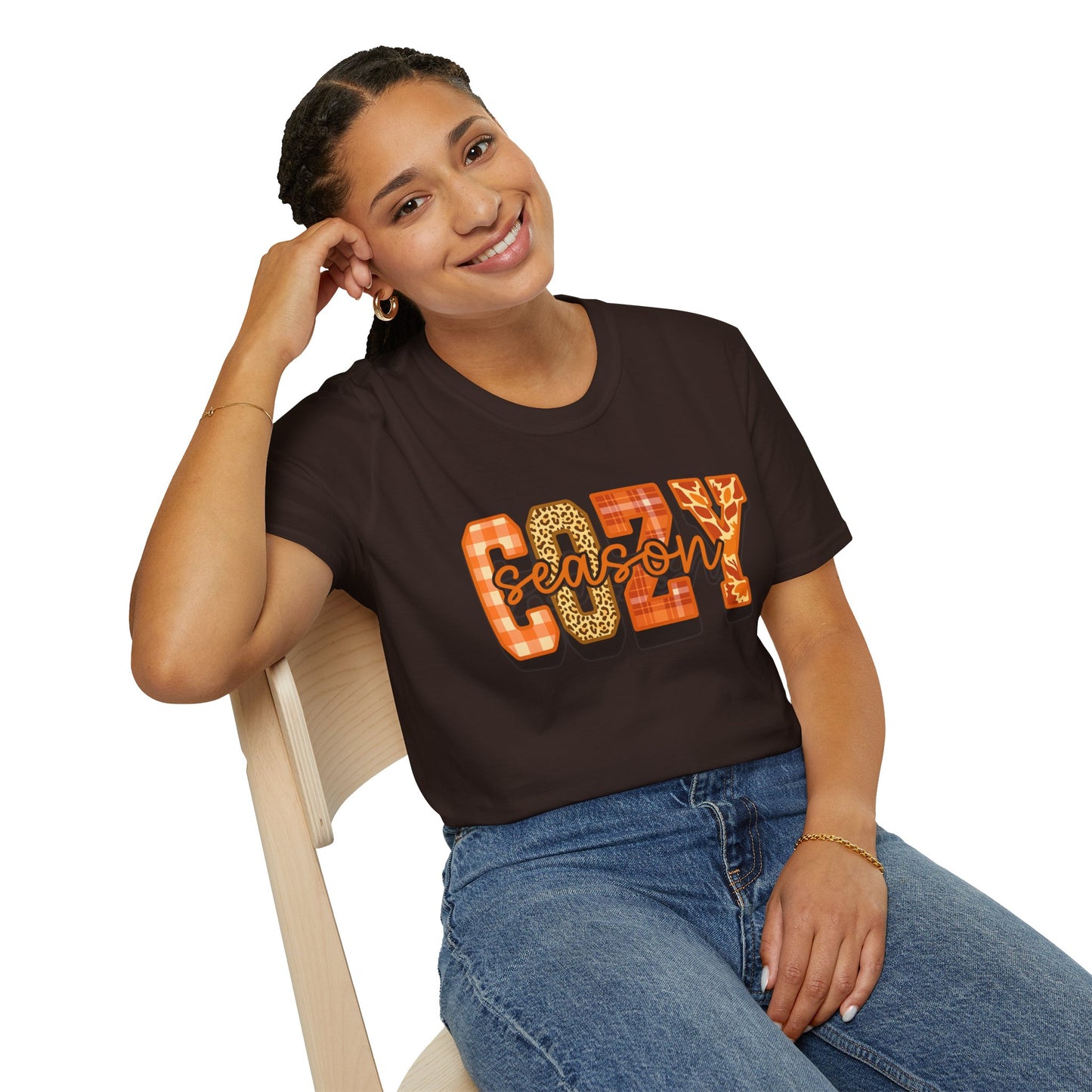 Cozy Season Unisex T-Shirt, Fall Fashion Tee, Animal Print Shirt, Comfortable Casual Wear, Gift for Friends, Autumn Apparel