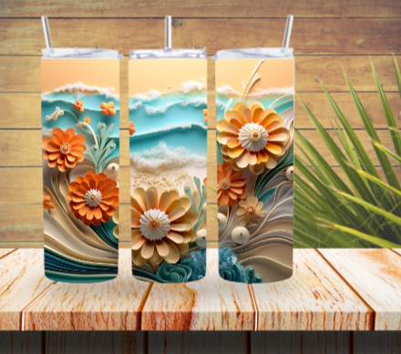 3D Beach Vibes tumbler