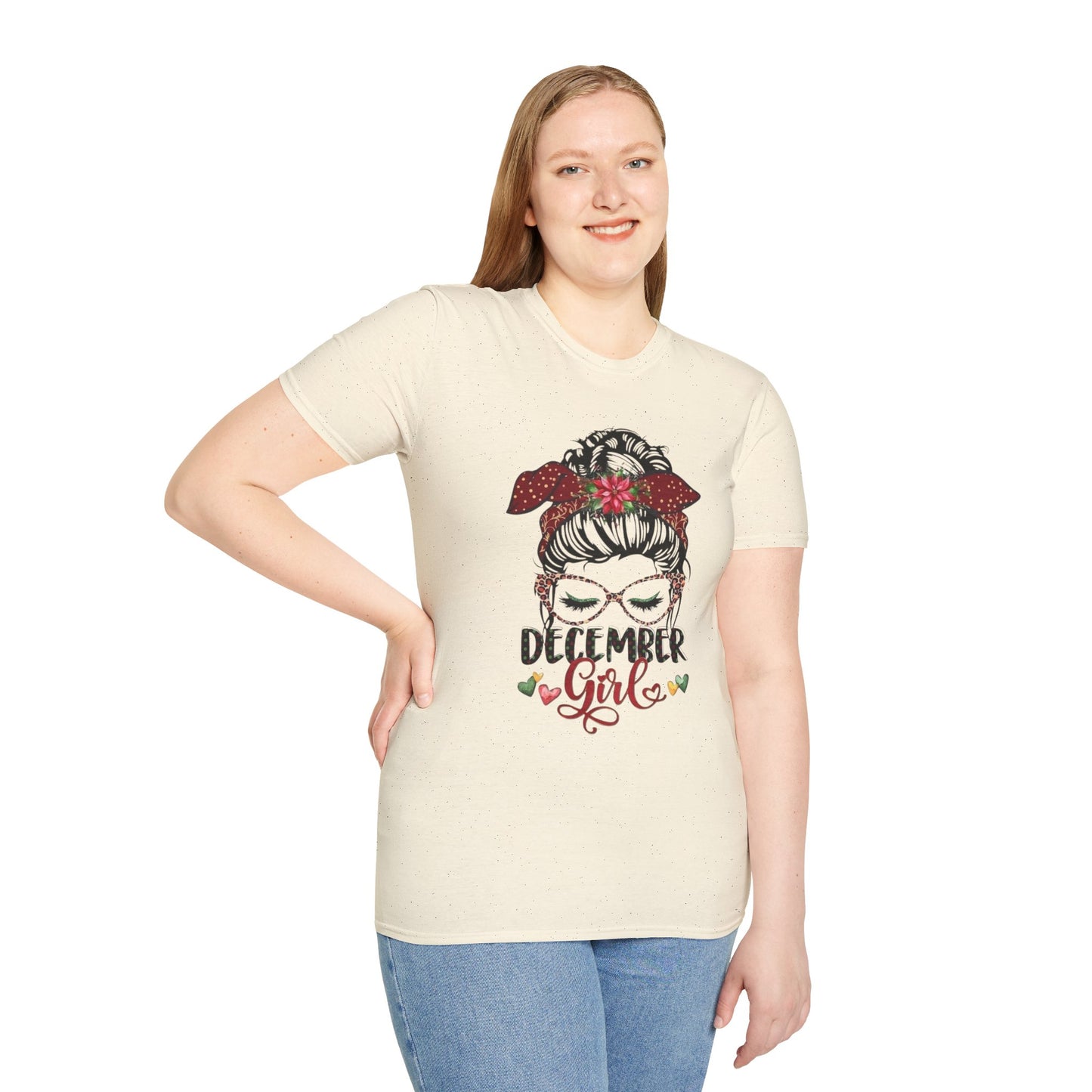 December Girl Unisex Softstyle T-Shirt, Christmas Gift, Holiday Apparel, Birthday Shirt, Casual Wear, Festive Top