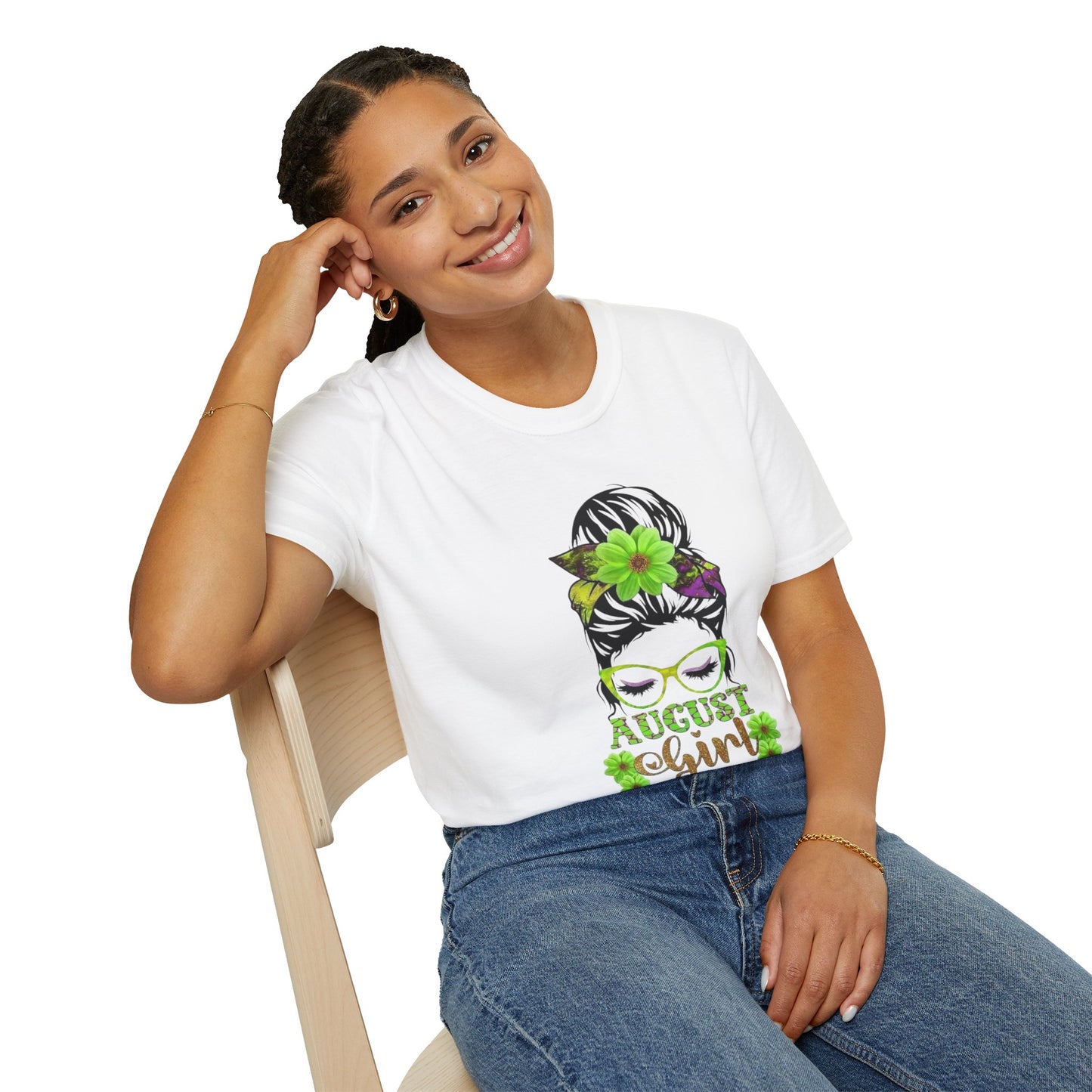 August Girl T-Shirt, Floral Graphic Tee, Gift for August Birthdays, Summer Apparel, Cute Casual Wear