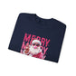 Christmas Crewneck Sweatshirt — Retro Pink 'Merry Merry Christmas' Santa Graphic