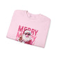 Christmas Crewneck Sweatshirt — Retro Pink 'Merry Merry Christmas' Santa Graphic