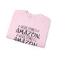 Crewneck Sweatshirt - "Here Comes Amazon, Right Down My Driveway" Holiday Delivery Graphic