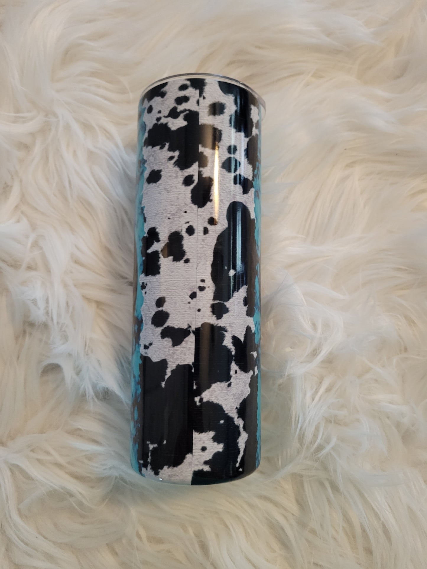 Yellowstone Inspired teal and cow print 20 oz Tumbler