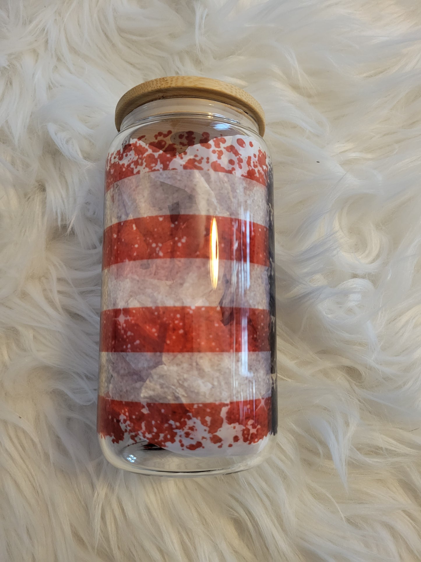 American Flag Glass Can
