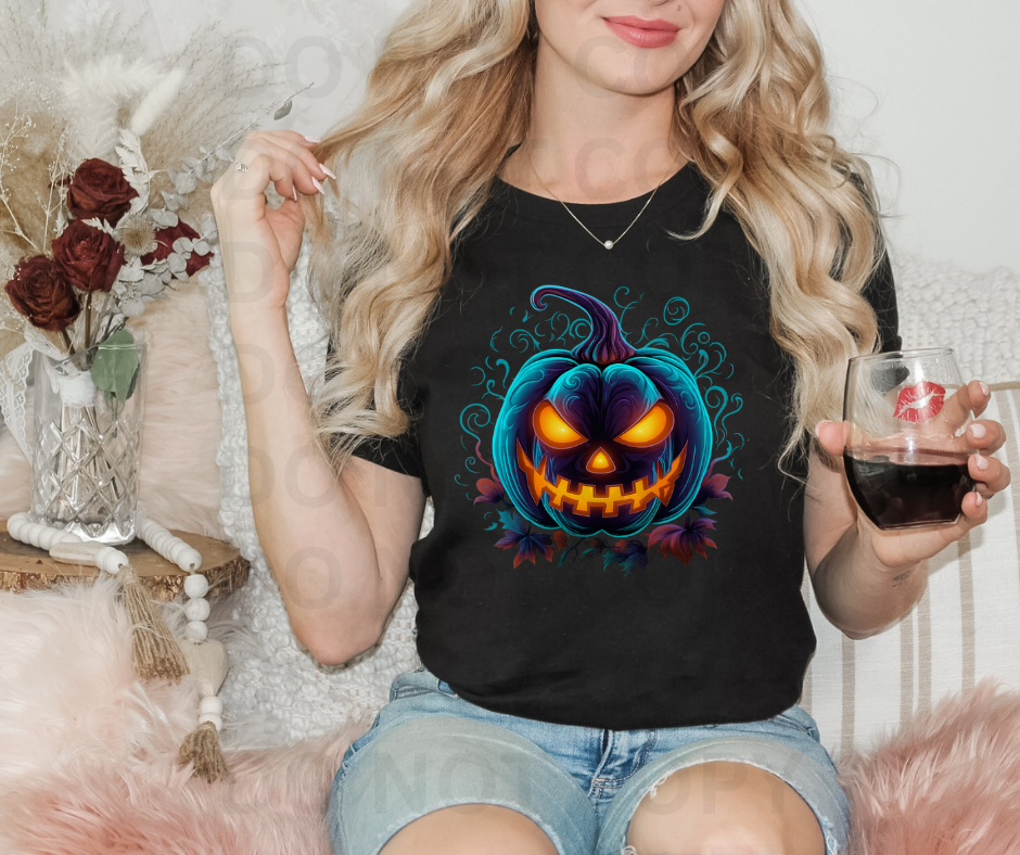 Vibrant Halloween Pumpkin T-Shirt, Unisex Softstyle Tee, Spooky Fall Fashion, Halloween Party Outfit, Trick or Treat Shirt