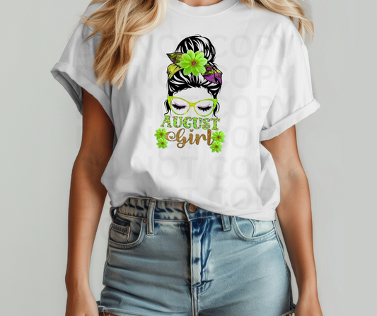 August Girl T-Shirt, Floral Graphic Tee, Gift for August Birthdays, Summer Apparel, Cute Casual Wear