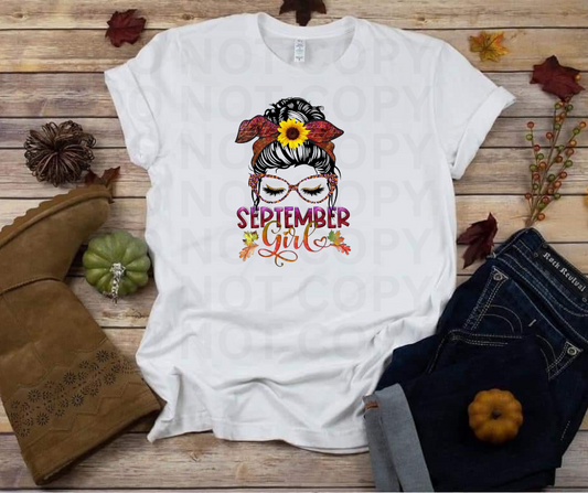 September Girl T-Shirt, Autumn Fashion Tee, Gifts for Her, Fall Birthday Gift, Seasonal Casual Wear