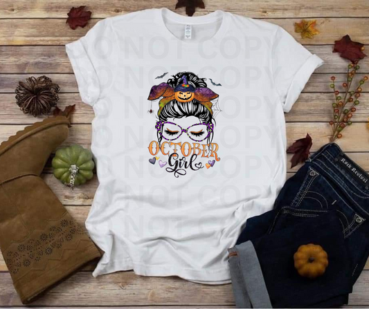 October Girl Graphic T-Shirt, Halloween Tee, Fall Fashion, Gift for Her, Cute Casual Wear