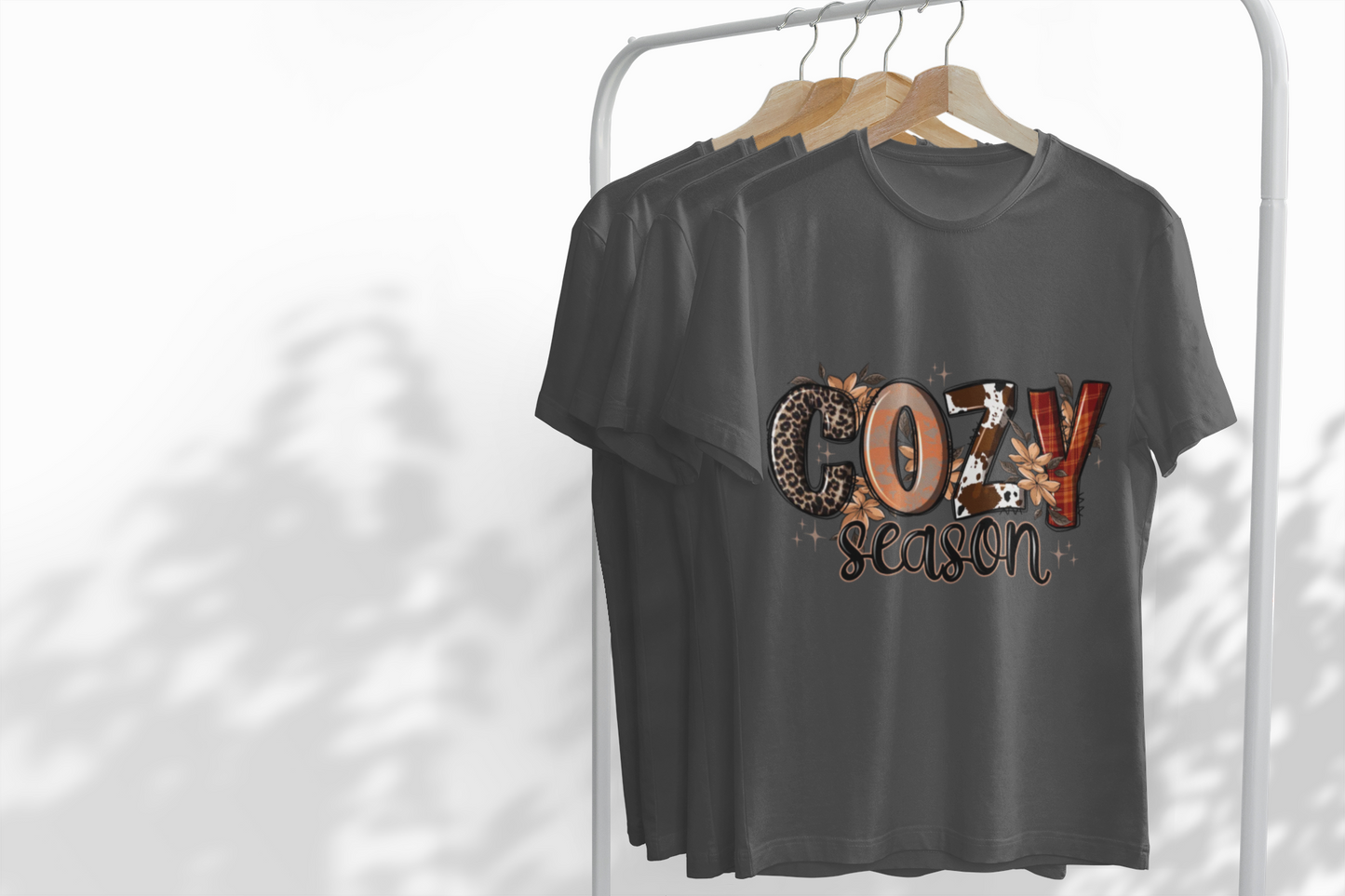 Cozy Season Unisex T-Shirt, Fall Fashion Tee, Animal Print Shirt, Comfortable Casual Wear, Gift for Friends, Autumn Apparel