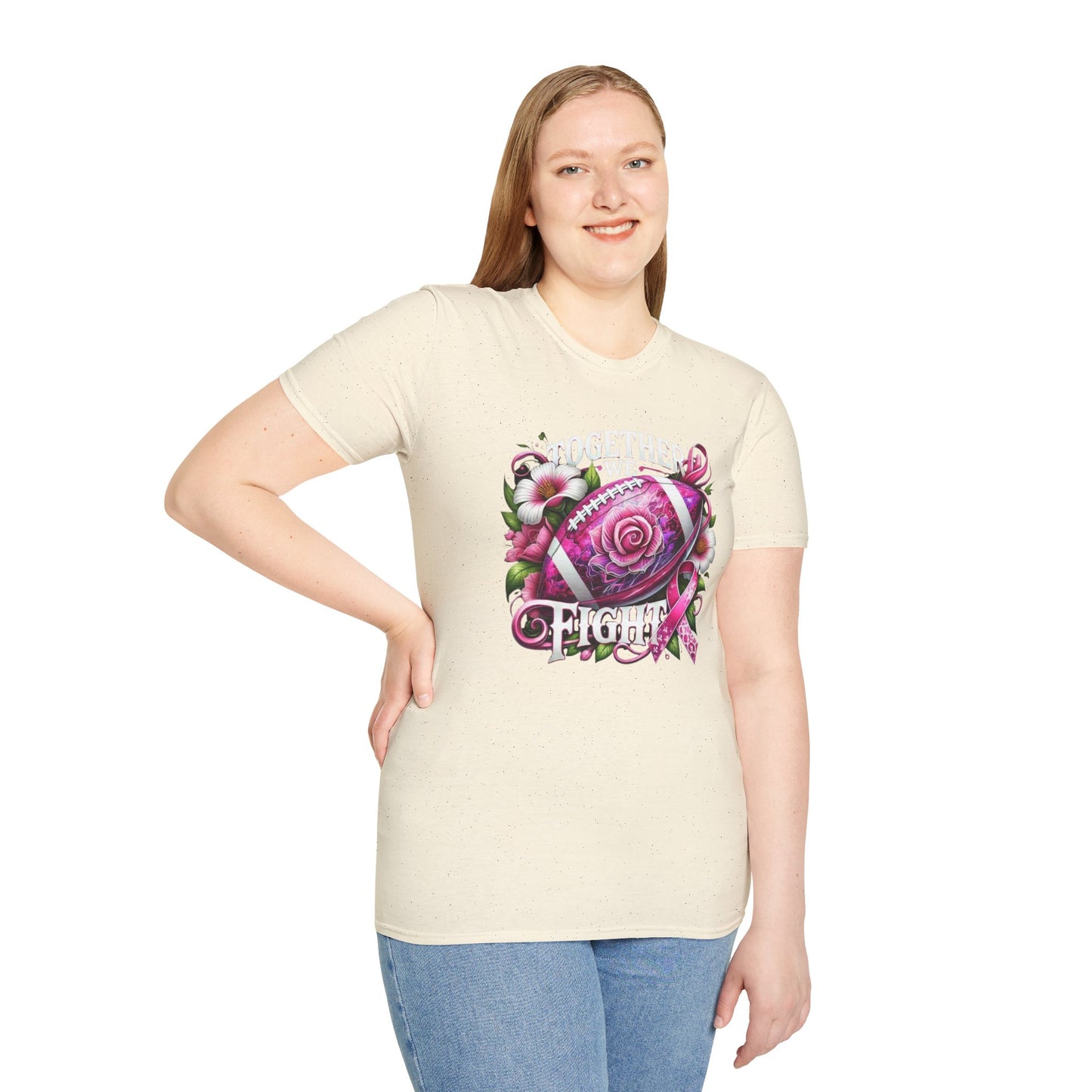 Pink Ribbon Football T-Shirt, Sports Awareness Tee, Unisex Casual Wear, Breast Cancer Awareness, Gift for Supporters