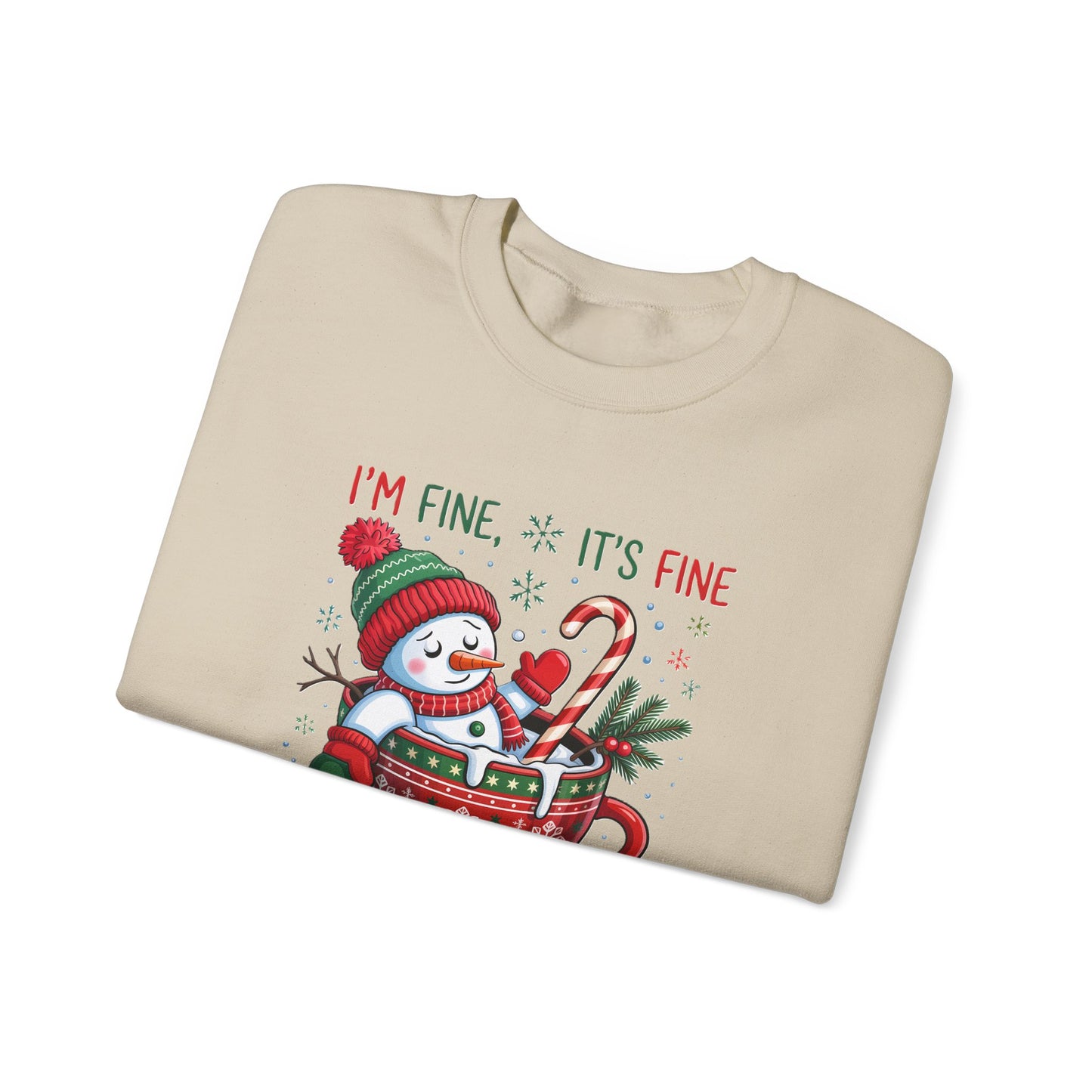 Holiday Snowman Sweatshirt - "I'm Fine, It's Fine, Just Having a Meltdown" Cozy Christmas Crewneck