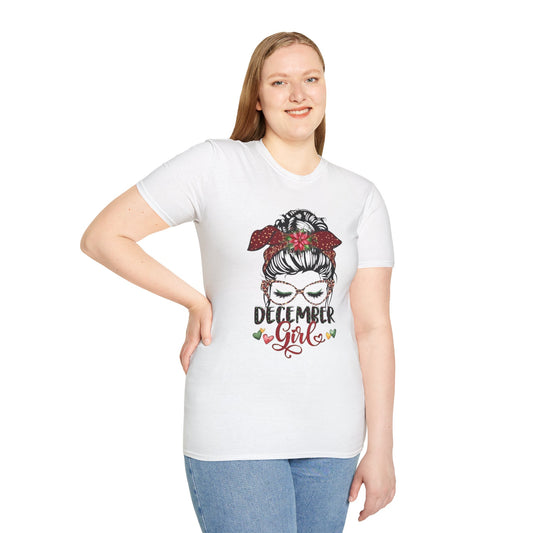 December Girl Unisex Softstyle T-Shirt, Christmas Gift, Holiday Apparel, Birthday Shirt, Casual Wear, Festive Top