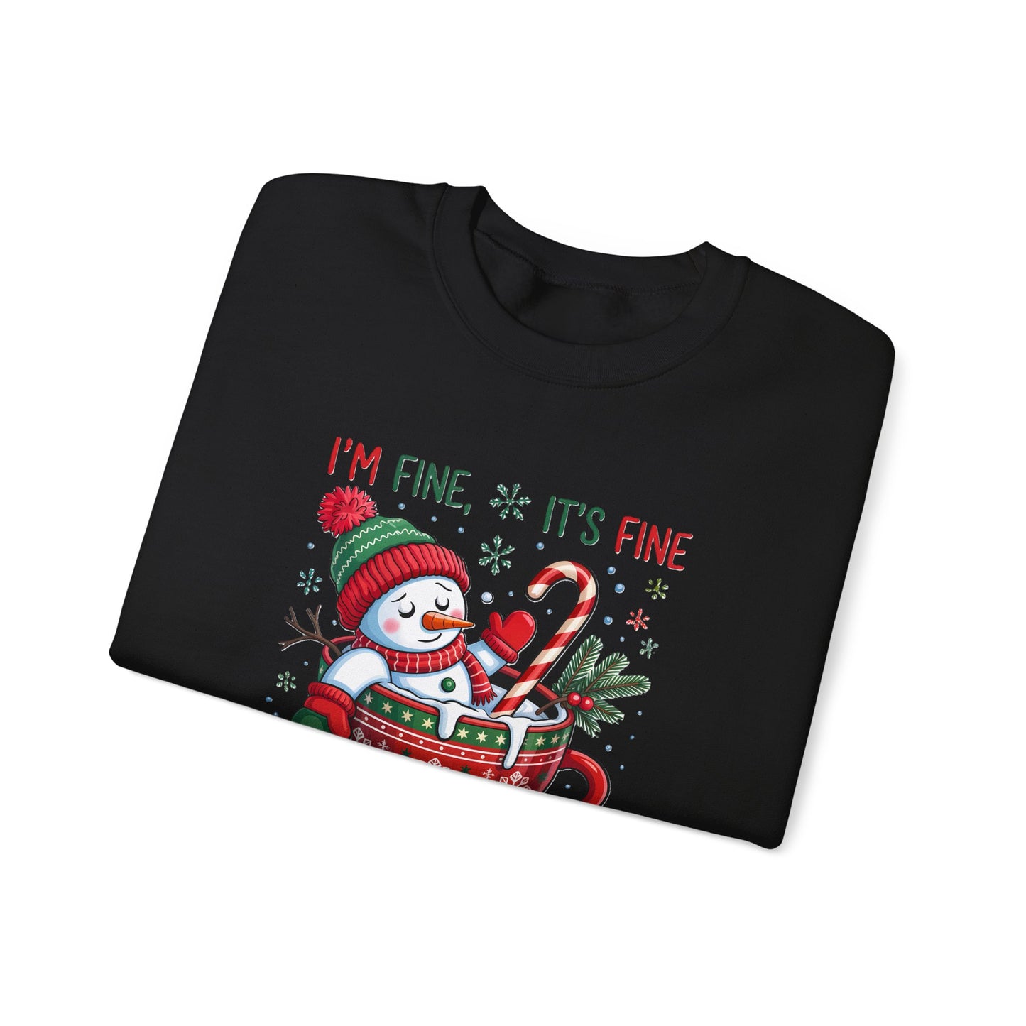 Holiday Snowman Sweatshirt - "I'm Fine, It's Fine, Just Having a Meltdown" Cozy Christmas Crewneck