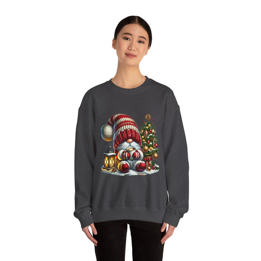 Christmas Gnome Crewneck Sweatshirt — Festive Tree & Lantern Holiday Sweater