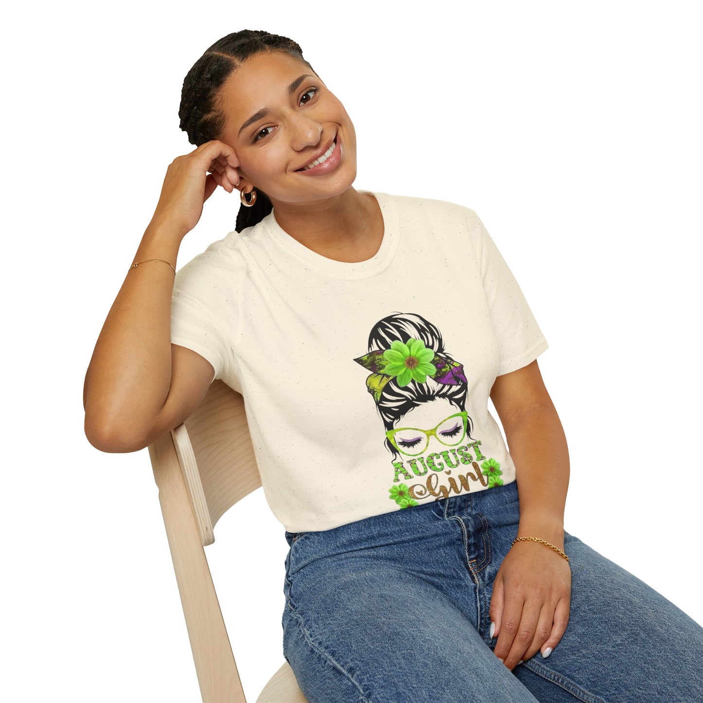 August Girl T-Shirt, Floral Graphic Tee, Gift for August Birthdays, Summer Apparel, Cute Casual Wear