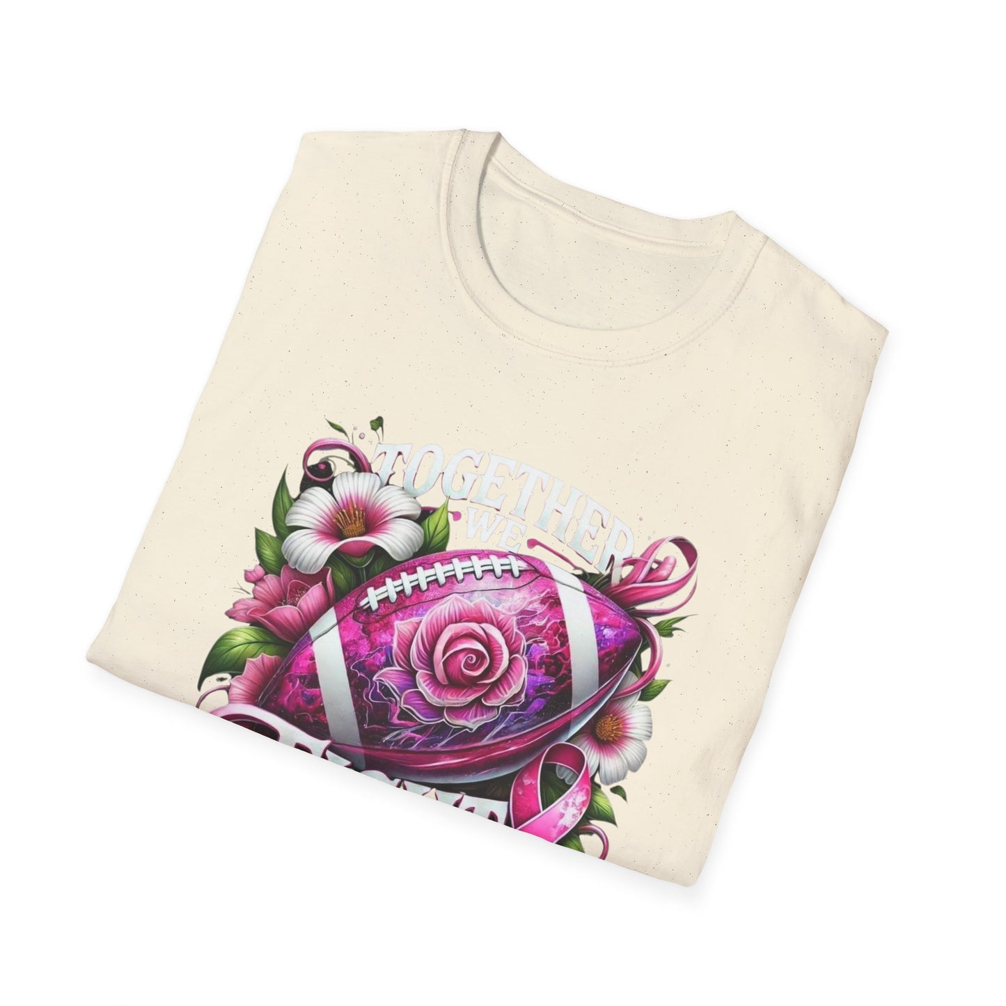 Pink Ribbon Football T-Shirt, Sports Awareness Tee, Unisex Casual Wear, Breast Cancer Awareness, Gift for Supporters