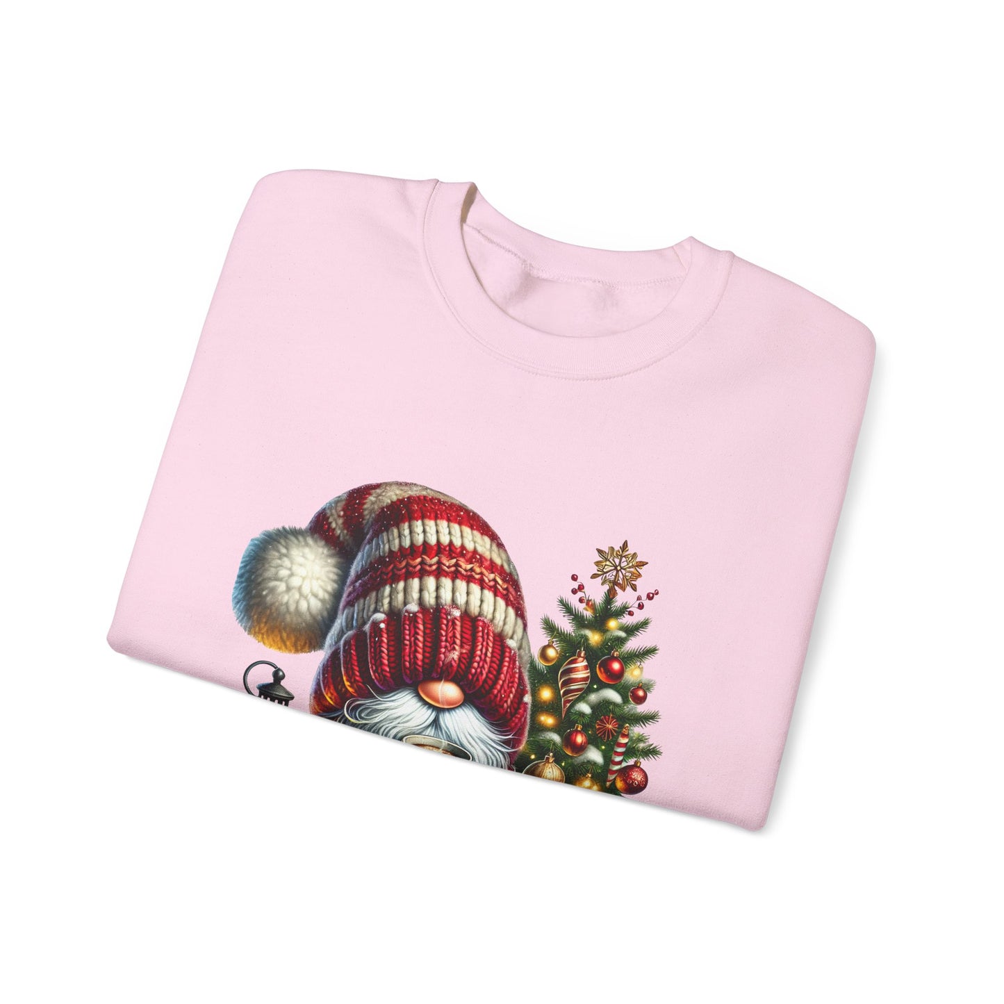 Christmas Gnome Crewneck Sweatshirt — Festive Tree & Lantern Holiday Sweater