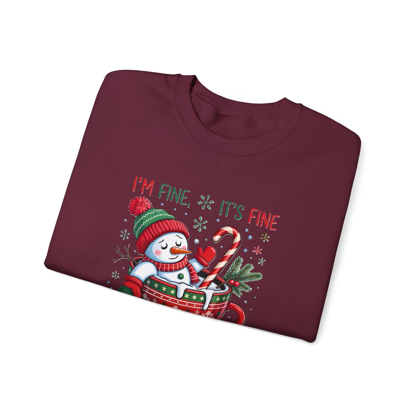 Holiday Snowman Sweatshirt - "I'm Fine, It's Fine, Just Having a Meltdown" Cozy Christmas Crewneck