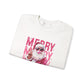 Christmas Crewneck Sweatshirt — Retro Pink 'Merry Merry Christmas' Santa Graphic