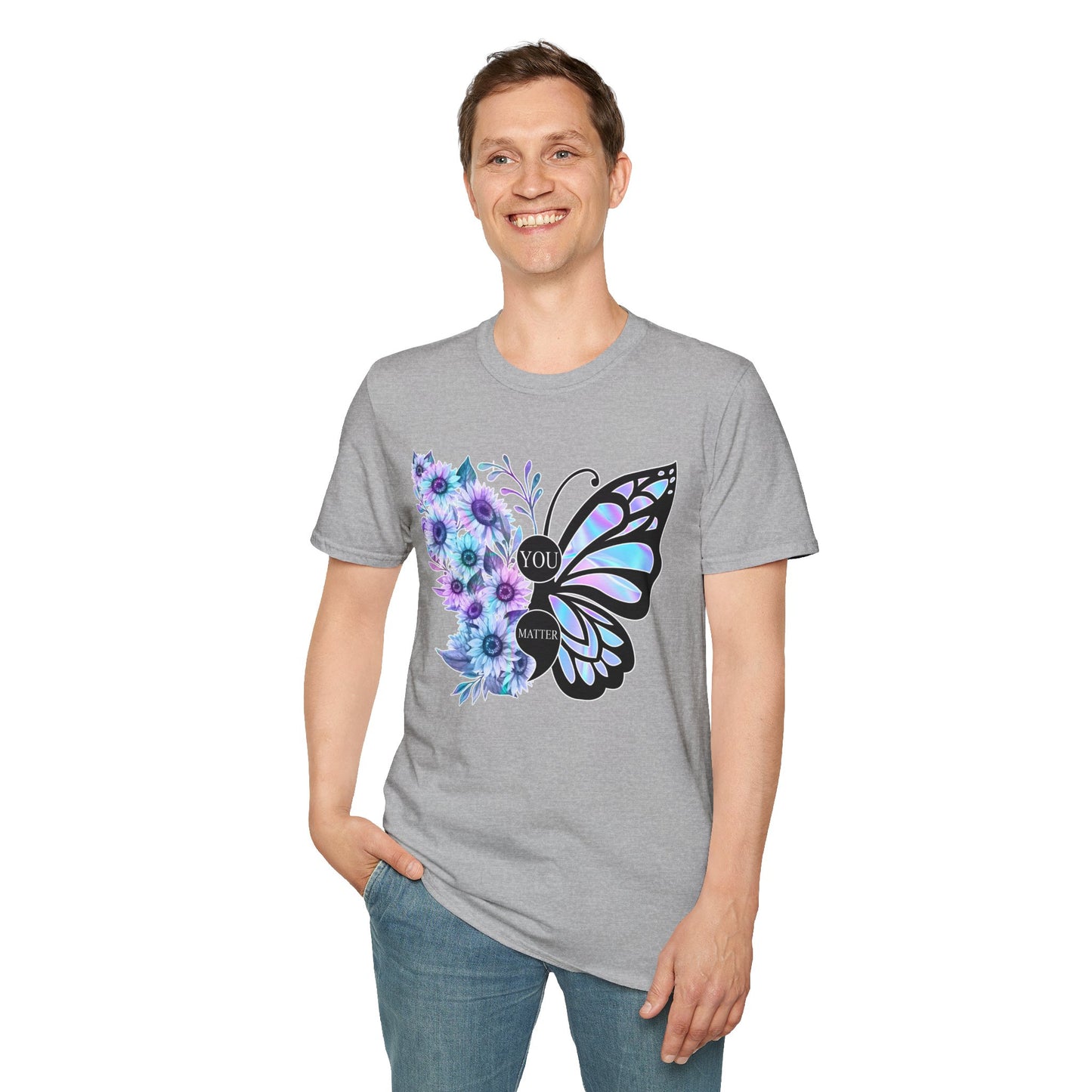 Butterfly Floral Unisex T-Shirt - You Matter | Gift for Mom, Inspirational Tee, Casual Wear, Nature Lover, Spring Fashion