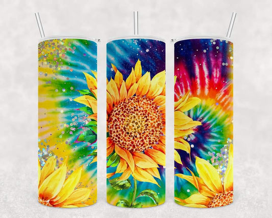 Sunflower Tie Dye Tumbler 20 oz